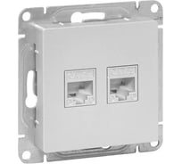 Механизм розетки EKF Эпика RJ45 - 2шт, (cat6), алюминий UP1-SOA-2RJ45-6