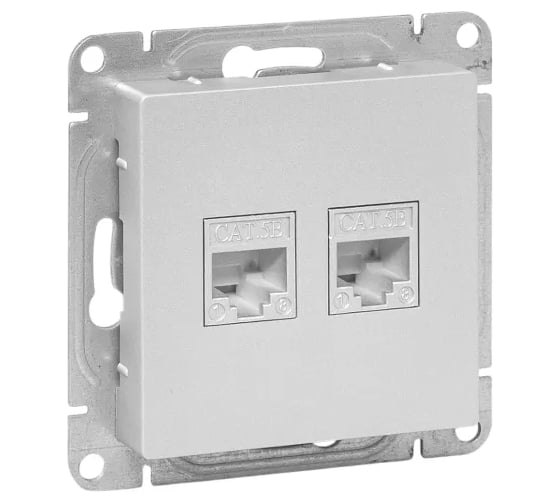 Механизм розетки EKF Эпика RJ45 - 2шт, (cat6), алюминий UP1-SOA-2RJ45-6