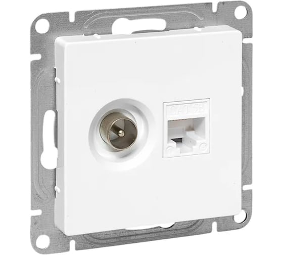 Механизм розетки EKF Эпика TV+RJ45 (cat5), кремовый UP1-SOI-TV-RJ