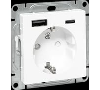 Механизм розетки EKF Эпика с USB-A+С - 2шт, 16А, с заземлением, со шторками, кремовый UP1-SOI-111-USBA-USBC