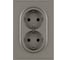 Розетка ЭРА Arktik 16-2105-07 двойная с заземлением 2X2P+E Schuko со шторками 16А-250В титан Б0070460 1