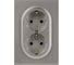 Розетка ЭРА Arktik 16-2105-07 двойная с заземлением 2X2P+E Schuko со шторками 16А-250В титан Б0070460 2
