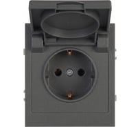 Розетка ЭРА Arktik 16-2103-06 с заземлением 2P+E Schuko со шторками с крышкой 16А-250В графит Б0070439