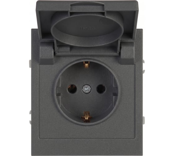 Розетка ЭРА Arktik 16-2103-06 с заземлением 2P+E Schuko со шторками с крышкой 16А-250В графит Б0070439