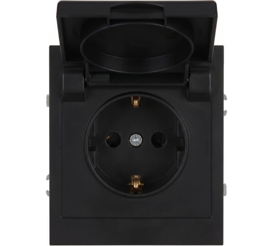Розетка ЭРА Arktik 16-2103-05 с заземлением 2P+E Schuko со шторками с крышкой 16А-250В антрацит Б0070438