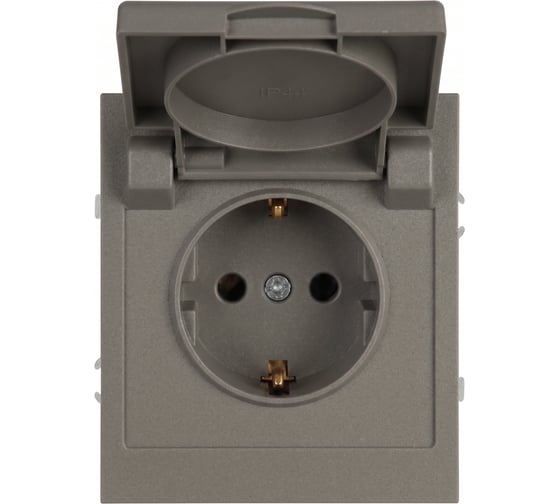 Розетка ЭРА Arktik 16-2103-07 с заземлением 2P+E Schuko со шторками с крышкой 16А-250В титан Б0070440