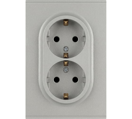 Розетка ЭРА Arktik 16-2105-03 двойная с заземлением 2X2P+E Schuko со шторками 16А-250В алюминий Б0070456