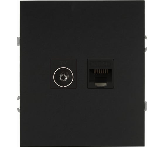 Розетка ЭРА Arktik 16-3110-05 комбинированная RJ45+TV антрацит Б0070498