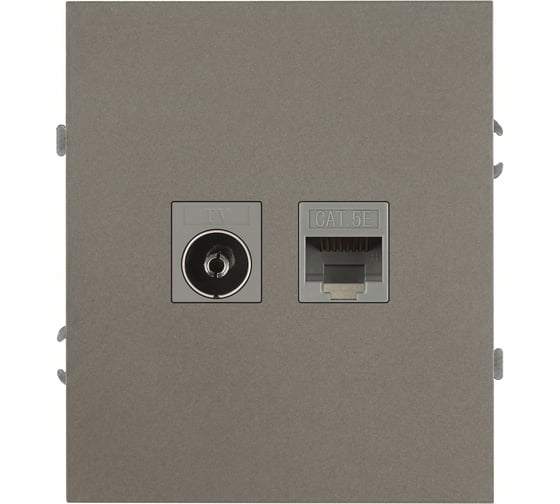 Розетка ЭРА Arktik 16-3110-07 комбинированная RJ45+TV титан Б0070500
