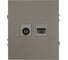 Розетка ЭРА Arktik 16-3110-07 комбинированная RJ45+TV титан Б0070500 1