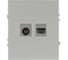 Розетка ЭРА Arktik 16-3110-03 комбинированная RJ45+TV алюминий Б0070496 1