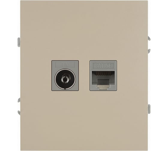Розетка ЭРА Arktik 16-3110-04 комбинированная RJ45+TV шампань Б0070497