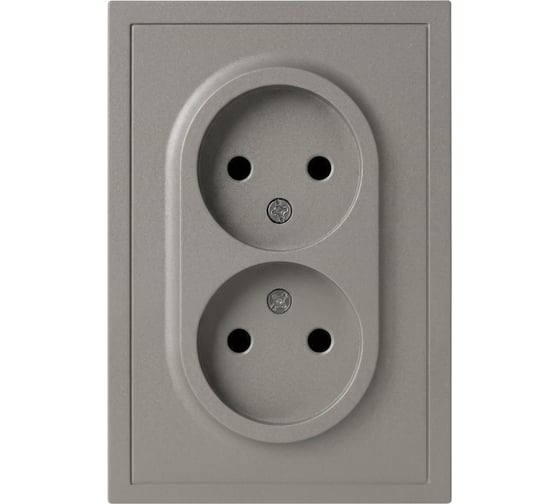Розетка ЭРА Galaxy 15-2107-07 без заземления двойная 2X2P 16А-250В IP20 титан Б0071703
