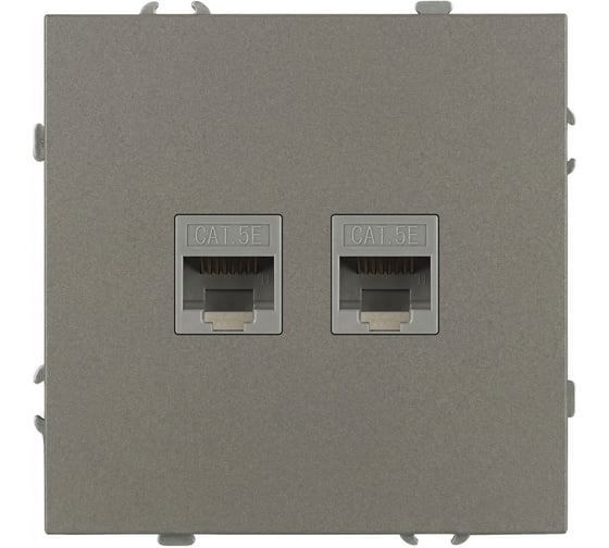 Розетка ЭРА Galaxy 15-3108-07 информационная двойная 2XRJ45 IP20 титан Б0070768
