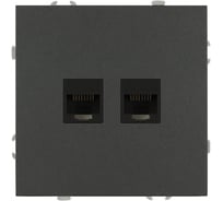 Розетка ЭРА Galaxy 15-3108-06 информационная двойная 2XRJ45 IP20 графит Б0070766