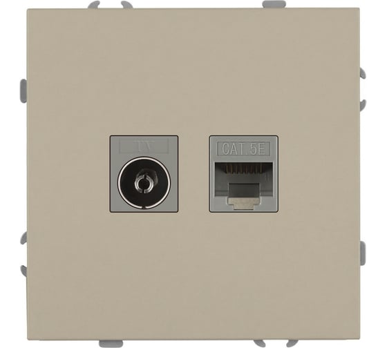 Розетка ЭРА Galaxy 15-3110-04 комбинированная RJ45+TV IP20 шампань Б0070782