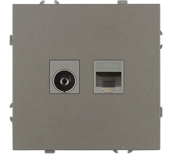Розетка ЭРА Galaxy 15-3110-07 комбинированная RJ45+TV IP20 титан Б0070788