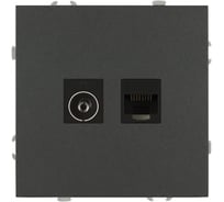 Розетка ЭРА Galaxy 15-3110-06 комбинированная RJ45+TV IP20 графит Б0070786
