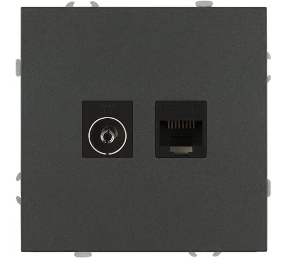 Розетка ЭРА Galaxy 15-3110-06 комбинированная RJ45+TV IP20 графит Б0070786