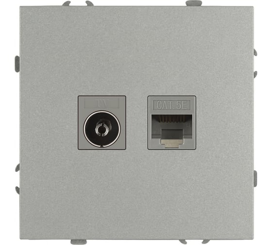 Розетка ЭРА Galaxy 15-3110-03 комбинированная RJ45+TV IP20 алюминий Б0070780