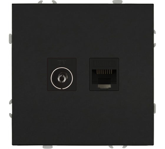Розетка ЭРА Galaxy 15-3110-05 комбинированная RJ45+TV IP20 антрацит Б0070784