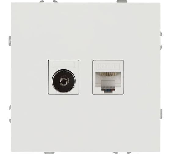 Розетка ЭРА Galaxy 15-3110-01 комбинированная RJ45+TV IP20 белый Б0070776