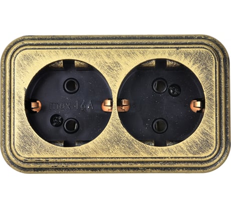 2-местная розетка SVET RA 16-238-Черная Бронза открытой установки с заземлением EV0311-0045