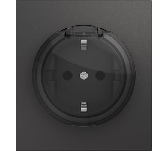 Механизм розетки KRANZ STRONG 1-м с заземлением, со шторками и крышкой 16А графит KR-78-0702-6