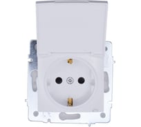 Розетка Lezard ASTI с заземлением с крышкой ПБТ белая IP44. 7081-0288-123BIPCH