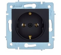 Розетка Lezard ASTI с заземлением ПБТ чёрный бархат механизм 7081-4288-122B