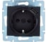 Розетка Lezard ASTI с заземлением + USB разъём чёрный бархат механизм 7081-4288-181 1