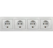 Четверная розетка с заземлением Intro Plano 1М-224-01 4Х2P+E Schuko 16А-250В IP20 СУ цвет белый Б0064922