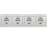 Четверная розетка с заземлением Intro Plano 1М-224-01 4Х2P+E Schuko 16А-250В IP20 СУ цвет белый Б0064922 1