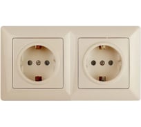 Двойная розетка с заземлением Intro Solo 4М-222-02 слоновая кость Б0064955