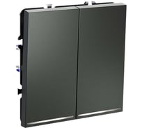 Выключатель встраиваемый Voltum S70 двухклавишный с подсветкой 10А, (титан) VLS020206