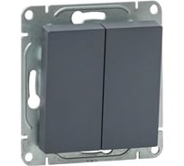 Механизм выключателя EKF Эпика двухклавишный, перекрёстный, графит UP1-SWG-22