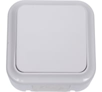 Выключатель Bylectrica 1-клавишная, открытая установка, 6А двухполюсный IP54, серия ПРАЛЕСКА АКВА, белый, А210-845