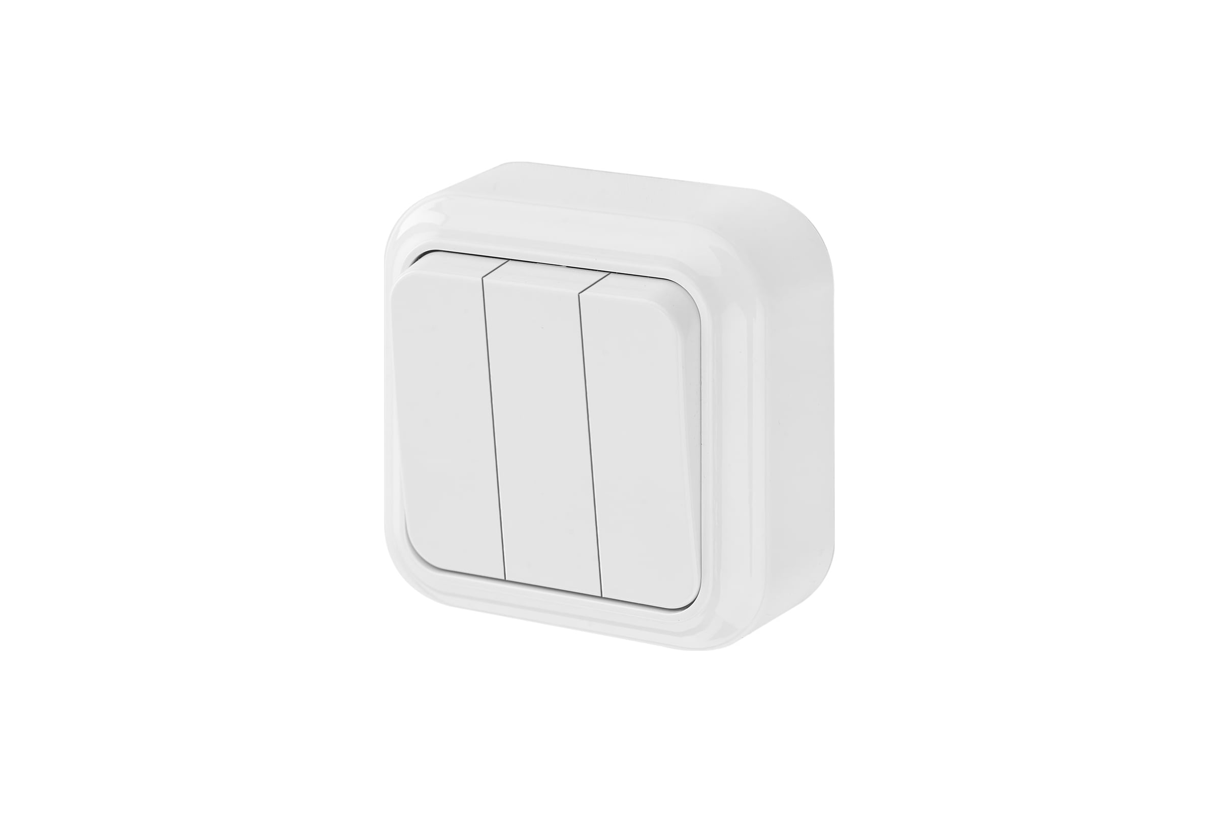 ВыключательBylectrica3-клавишная,открытаяустановка,6А,серияПРАЛЕСКА,белый,А056-137