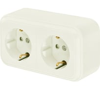 Розетка Bylectrica 2-местная, открытая установка, с заземляющим контактом, со шторкой, серия ПРАЛЕСКА, РА16-274 бежевый