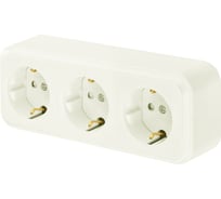 Розетка Bylectrica 3-местная, открытая установка, с заземляющим контактом, со шторкой, серия ПРАЛЕСКА, РА16-276 бежевый