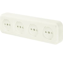 Розетка Bylectrica 4-местная, открытая установка, со шторкой, серия ПРАЛЕСКА, РА16-277 бежевый