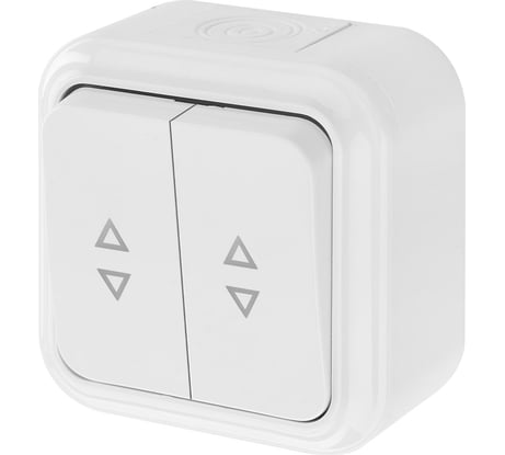 Выключатель Bylectrica 2-клавишный, открытая установка, 6А, проходной, IP54, серия ПРАЛЕСКА АКВА, белый, А6+6 10-873