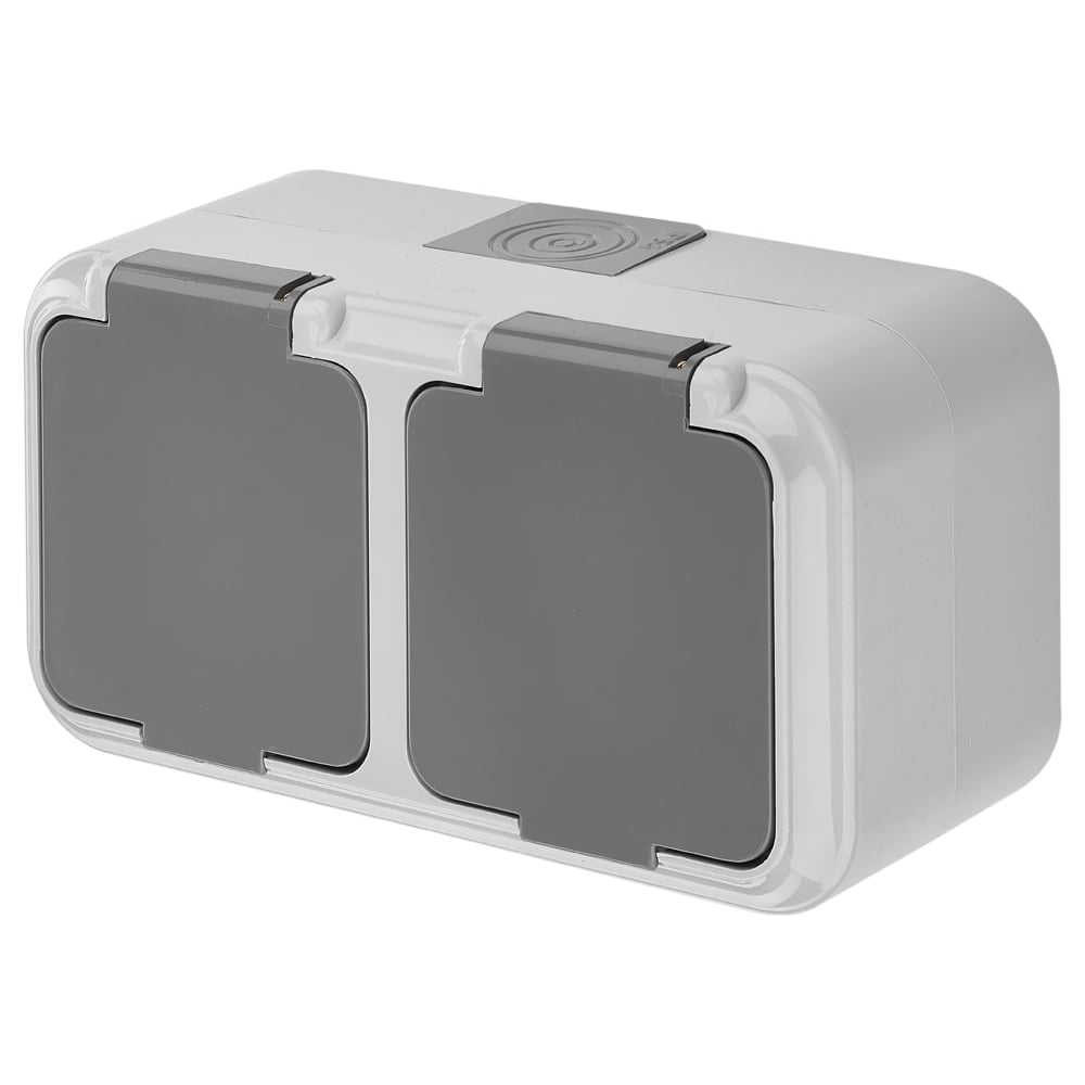 Розетка Bylectrica 2-местная, открытая установка, со шторкой IP54 ...