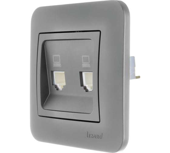 Розетка компьютерная двойная ASTI платина Lezard 7081-3535-141