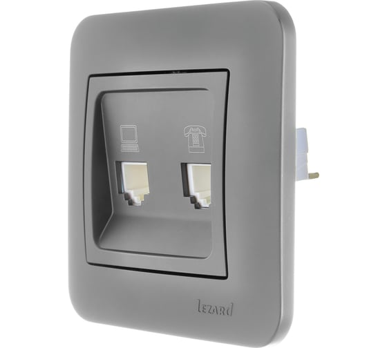 Розетка Lezard ASTI компьютер+телефон платина 7081-3535-143