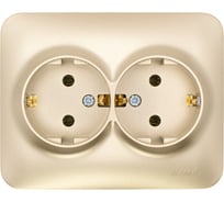 Розетка Lezard ASTI двойная с/з ПБТ золото 7081-3600-127B