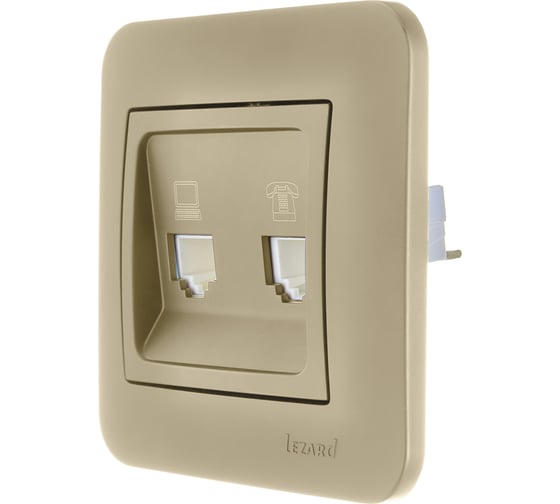 Розетка Lezard ASTI компьютер+телефон золото 7081-3636-143