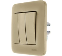 Выключатель тройной Lezard ASTI золото 7081-3636-109