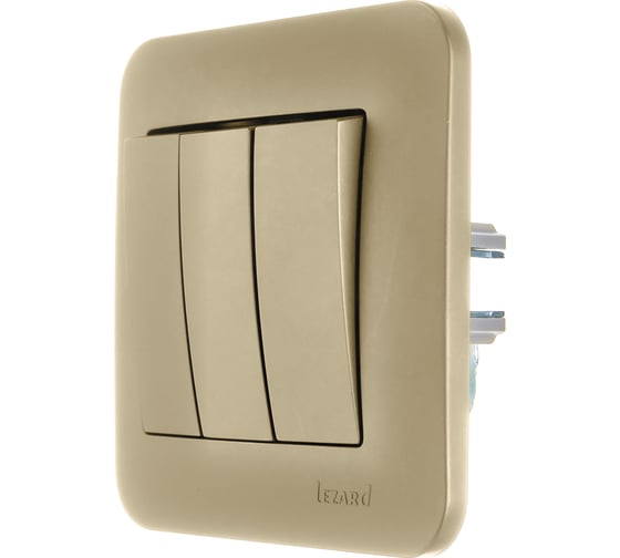 Выключатель тройной Lezard ASTI золото 7081-3636-109