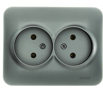 Розетка двойная Lezard ASTI б/з ПБТ платина 7081-3500-128B